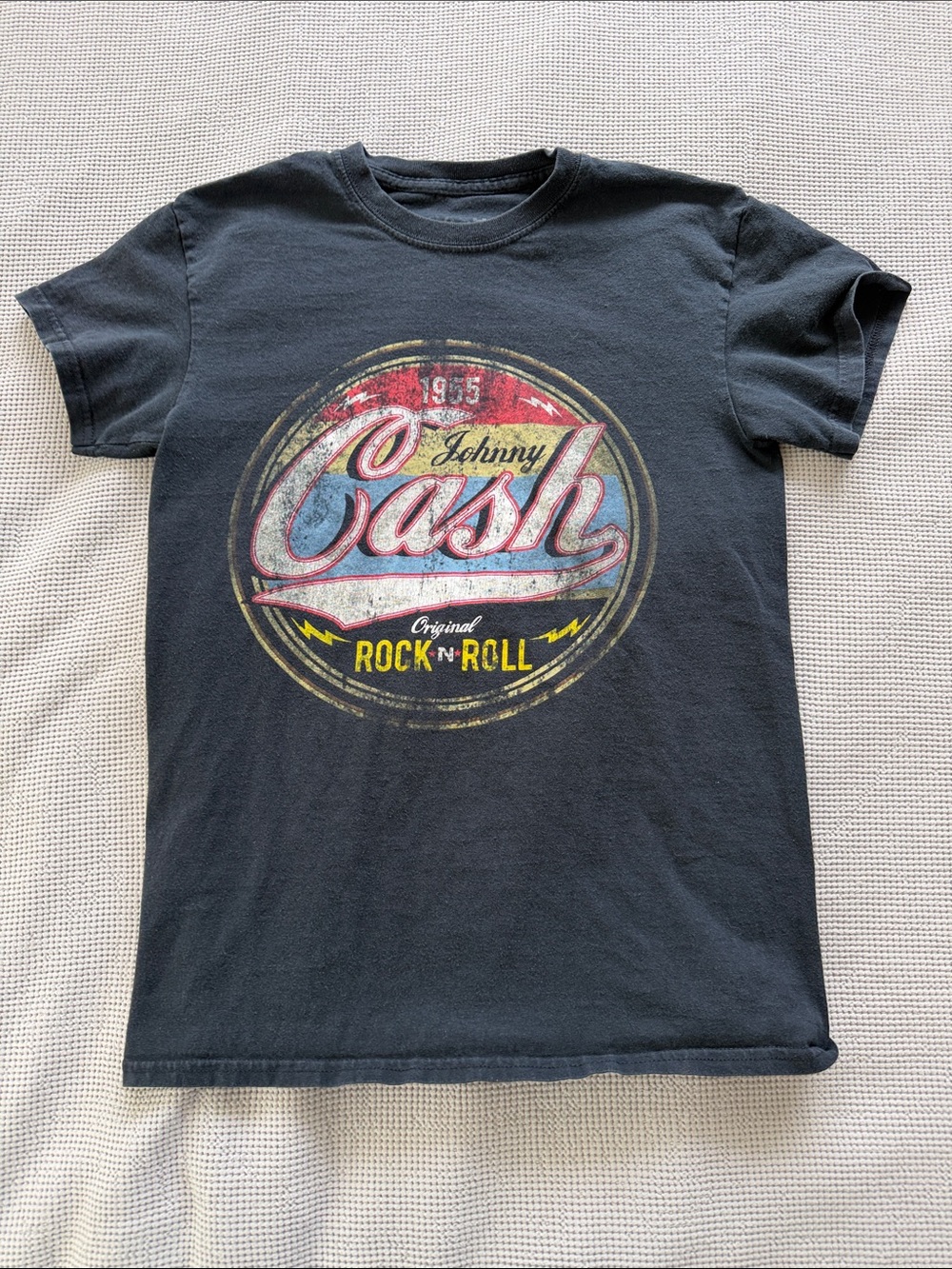Vintage Johnny Cash Graphic Tee in Black with Vintage Logo